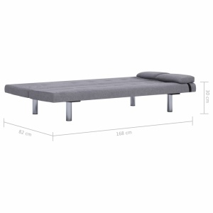 Canapea extensibilă cu două perne, gri deschis, poliester - Img 10