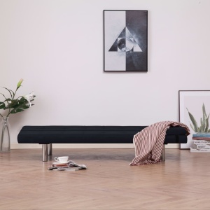 Canapea extensibilă cu două perne, negru, poliester - Img 3