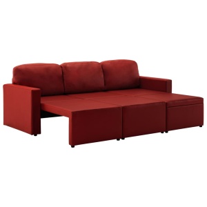 Canapea extensibilă modulară 3 locuri roșu vin piele ecologică - Img 4