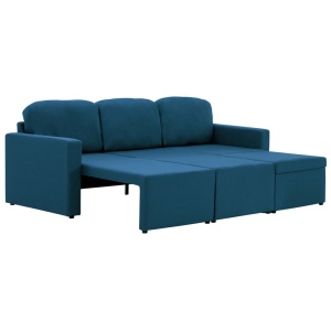 Canapea extensibilă modulară cu 3 locuri, albastru, textil - Img 4