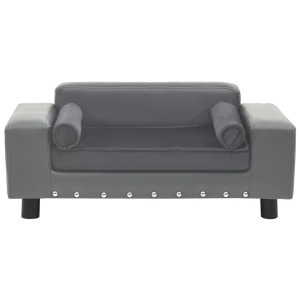 Canapea pentru câini, gri, 81x43x31 cm, pluș & piele ecologică - Img 3