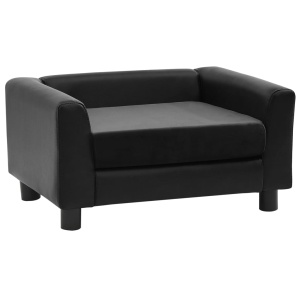 Canapea pentru câini, negru, 60x43x30 cm pluș & piele ecologică - Img 2