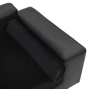 Canapea pentru câini, negru, 81x43x31cm, pluș & piele ecologică - Img 5