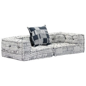 Canapea puf modulară cu 2 locuri, gri deschis, material textil - Img 12