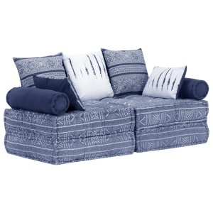 Canapea puf modulară cu 2 locuri, indigo, material textil