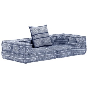 Canapea puf modulară cu 2 locuri, indigo, material textil - Img 11