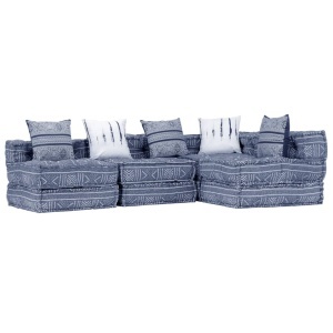 Canapea puf modulară cu 4 locuri, indigo, material textil - Img 2