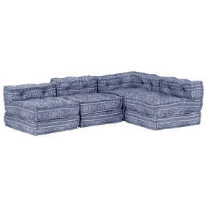 Canapea puf modulară cu 4 locuri, indigo, material textil - Img 8