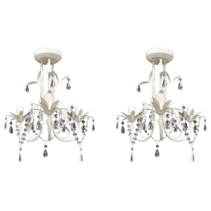 Candelabre suspendate de plafon cu cristale 2 buc. alb elegant