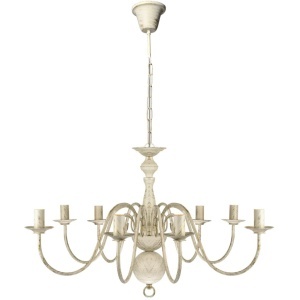 Candelabru alb de metal in stil antic 8 x becuri E14 - Img 2