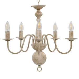 Candelabru antichizat, alb, becuri E14 x 5 - Img 4