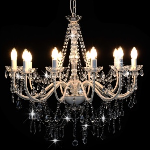 Candelabru cu mărgele, alb, 12 becuri E14 - Img 2