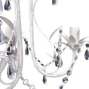 Candelabru elegant cu cristale, Alb - Img 4