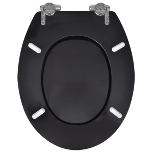 Capac WC cu inchidere silențioasă negru MDF design simplu - Img 8
