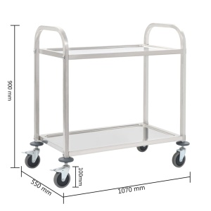 Cărucior de bucătărie 2 niveluri 107x55x90 cm oțel inoxidabil - Img 5