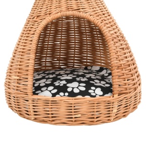 Casă pentru pisici cu pernă, 40x60 cm, salcie naturală, teepee - Img 6