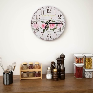 Ceas de perete vintage, 30 cm, floare - Img 2