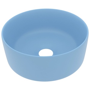 Chiuvetă baie lux albastru deschis mat 40x15 cm ceramică rotund - Img 2