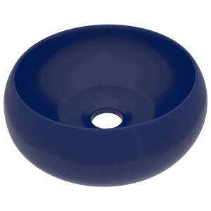Chiuvetă baie lux albastru inchis mat 40x15 cm ceramică rotund - Img 2