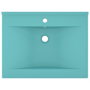 Chiuvetă baie lux, orificiu robinet 60x46 cm verde mat ceramică - Img 3
