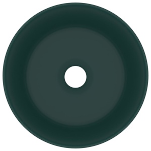 Chiuvetă baie lux verde inchis mat 40x15 cm ceramică rotund - Img 3