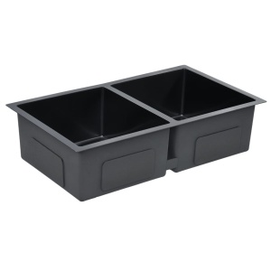 Chiuvetă bucătărie lucrată manual cu sită negru oțel inoxidabil - Img 4