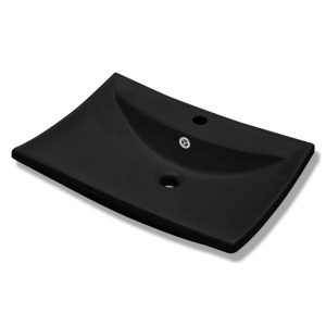 Chiuvetă Ceramică Dreptunghiular cu Gură de scurgere și pentru Robinet - Img 2