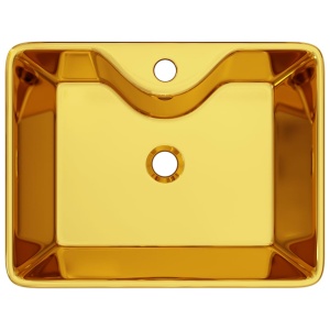 Chiuvetă cu orificiu de robinet, auriu, 48x37x13,5 cm, ceramică - Img 4
