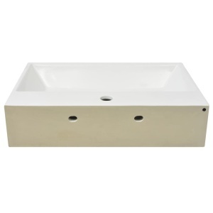 Chiuvetă cu orificiu robinet, ceramică 60,5x42,5x14,5 cm, alb - Img 4