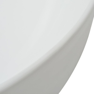 Chiuvetă de baie din ceramică, rotundă, 41,5 x 13,5 cm, alb - Img 4