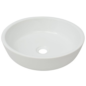 Chiuvetă de baie din ceramică, rotundă, 42 x 12 cm, alb - Img 2