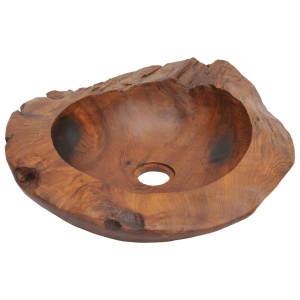 Chiuvetă de baie din lemn masiv de tec, 45 cm - Img 3