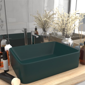Chiuvetă de baie lux, verde inchis mat, 41x30x12 cm, ceramică