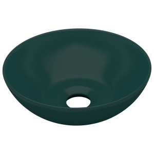 Chiuvetă de baie, verde inchis, ceramică, rotund - Img 2