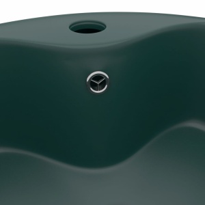 Chiuvetă de lux cu preaplin verde inchis mat 36x13 cm ceramică - Img 7