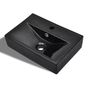 Chiuvetă dreptunghiulară de baie din ceramică, negru