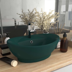 Chiuvetă lux preaplin verde inchis mat 58,5x39 cm ceramică oval