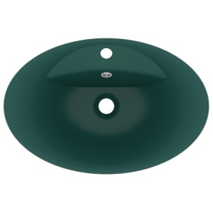 Chiuvetă lux preaplin verde inchis mat 58,5x39 cm ceramică oval - Img 4