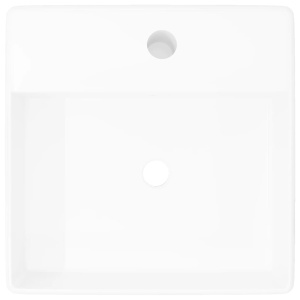 Chiuvetă pătrată din ceramică cu preaplin și scurgere 41 x 41 cm - Img 4