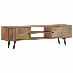 Comodă TV, 140x30x40 cm, lemn masiv de acacia - Img 10