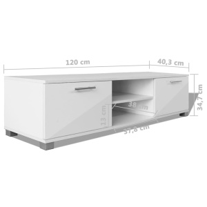 Comodă TV, alb extralucios, 120 x 40,3 x 34,7 cm - Img 5