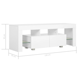 Comodă TV cu lumini LED, alb extralucios, 130x35x45 cm - Img 10