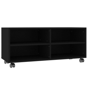 Comodă TV cu rotile, negru, 90x35x35, PAL - Img 2