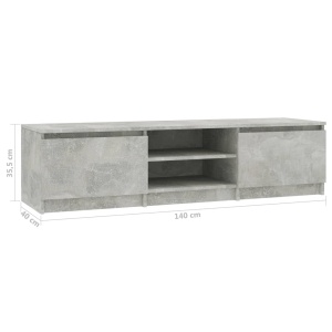 Comodă TV, gri beton, 140 x 40 x 35,5 cm, PAL - Img 9
