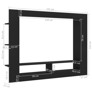 Comodă TV, negru, 152 x 22 x 113 cm, PAL - Img 5
