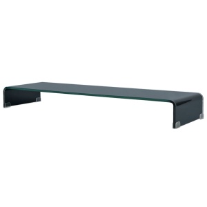 Comodă TV/Suport monitor, sticlă, 110 x 30 x 13 cm, negru