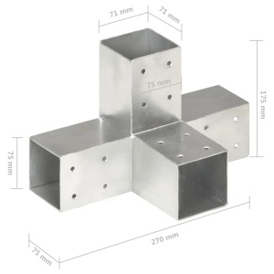 Conector de grindă, formă X, 71 x 71 mm, metal galvanizat - Img 5