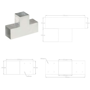 Conectori grindă, formă T, 4 buc, 101x101 mm, metal galvanizat - Img 7