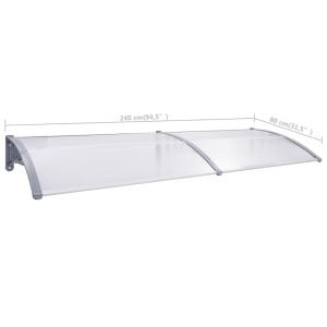 Copertină de ușă, gri și transparent, 240 x 80 cm, PC - Img 5