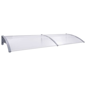Copertină de ușă, gri și transparent, 300 x 80 cm, PC